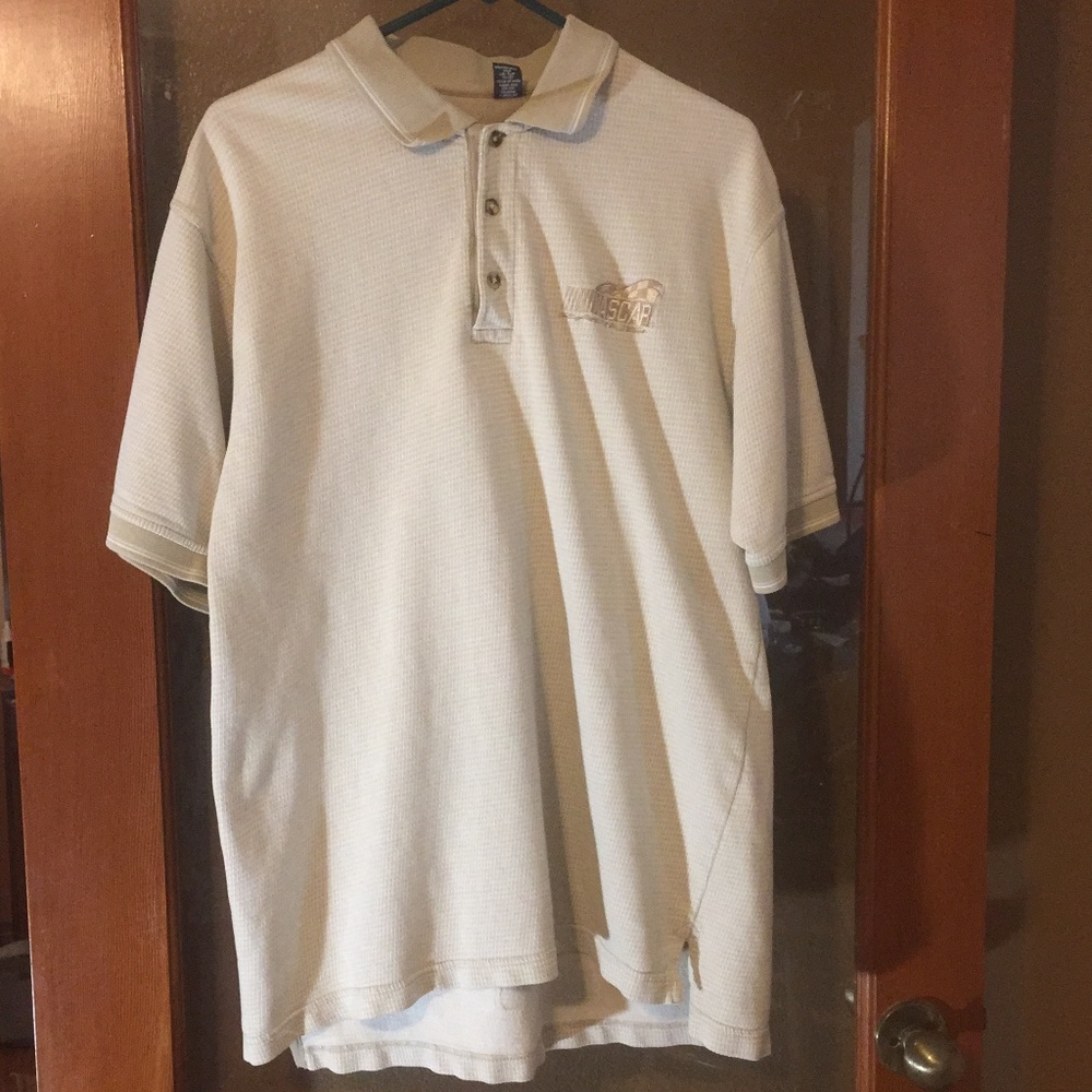 Nascar Racing tan polo golf cotton shirt